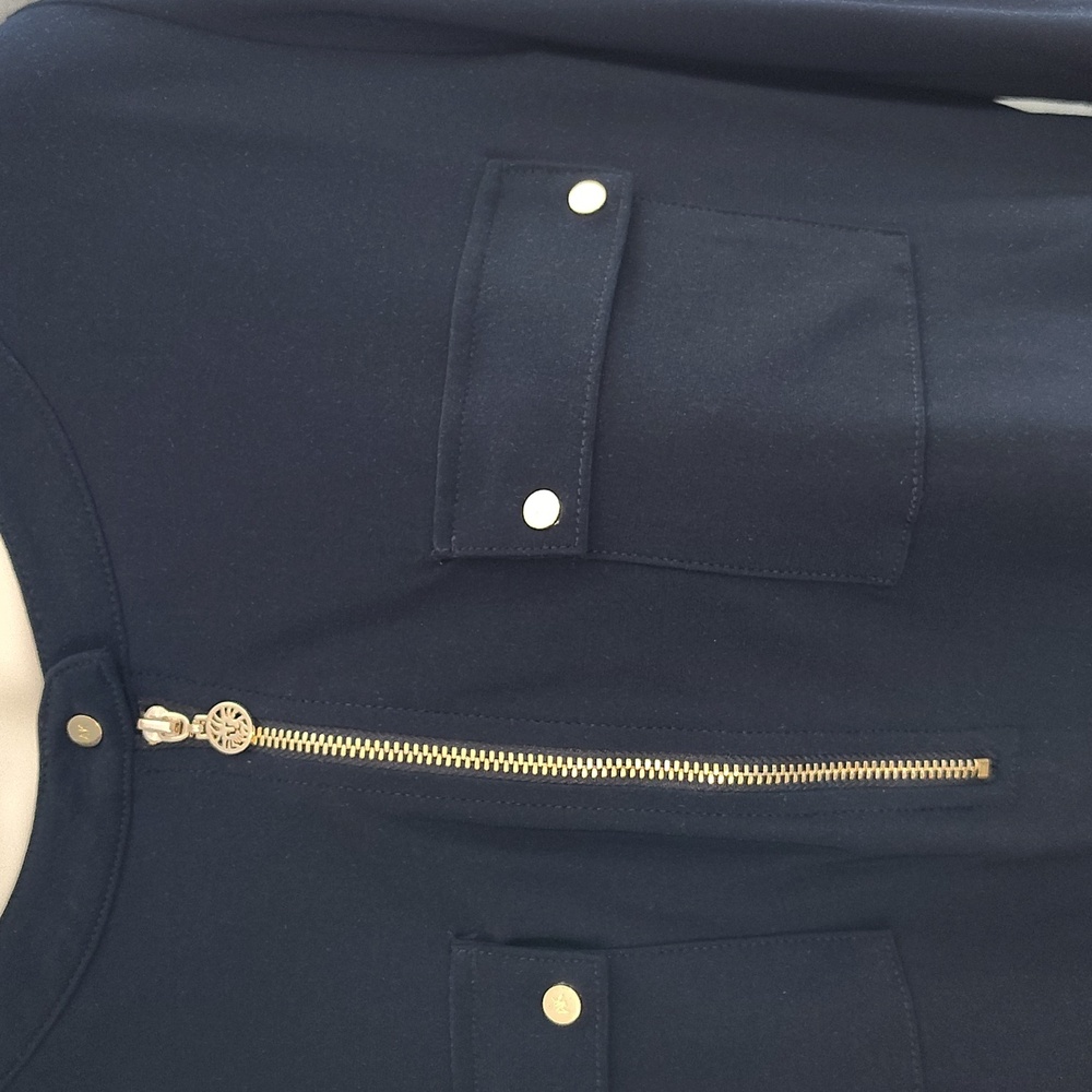 🫐 Anne Klein Navy Blue Career Shirt With 3/4 Sleeves. Size M - Picture 4 of 10